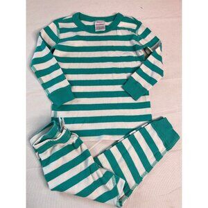 Green And White Striped Hanna Andersson Pj Set - Size 2t